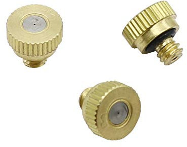 Riego del césped de rociadores 100 piezas de 0,2 mm-0,5 mm Latón atomización boquilla con rosca macho de 4 mm Jardín de riego aspersores de baja presión nebulizador de boquilla (Color : 0.4mm)
