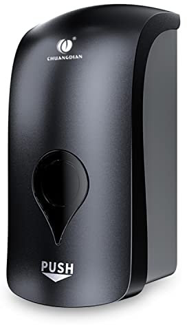 CHUANGDIAN 1000 ml Seifenspender Wandbefestigung ohne Bohren, Sichtbares Fenster, Manuelles Pressen, Handseifenspender, Schaumseifenspender,Schwarz