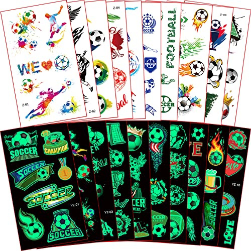 Fussball Tattoos Kinder, 20 Blätter Fußball Kinder Tattoo Jungen, Fussball Kindergeburtstag Mitgebsel, Fussball Geschenke Jungen, Schultüte Füllung Zuckertüte Junge