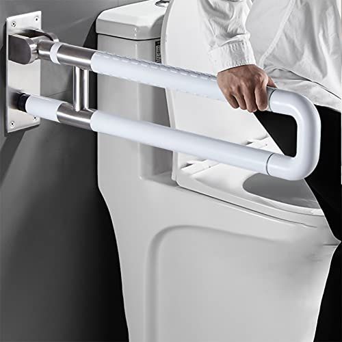 Klappbare Toiletten Aufstehhilfe WC Stützhilfe Wandstützgriff Klappbar STÜTZKLAPPGRIFF WANDGRIFF Edelstahl Haltegriff Safe Geländer Badewanne Bad Stützklappgriff faltbare Badezimmer (70cm,Weiß)