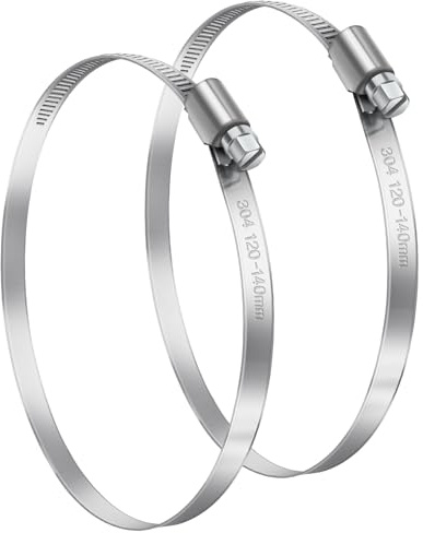 Bolatus Schlauchschellen 120-140mm, 2 Stück Schlauchschelle 304 Edelstahl | Einstellbare Schlauchklemmen Schlauchbinder, Schlauchschelle Rostfrei für Benzinschlauch, Dieselleitung, Wasser Rohr, Haus Ga