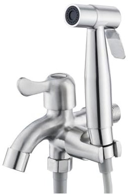 Wasserhahn Garten 304 Gegrilltes Schwarzes Mehrzweck-Bidet-Spritzpistole Waschmaschinen-Wasserhahn Doppelgriff Doppelsteuerung Wc-Begleitset 304-Mesh-Düse Mit Wandsitz-Set