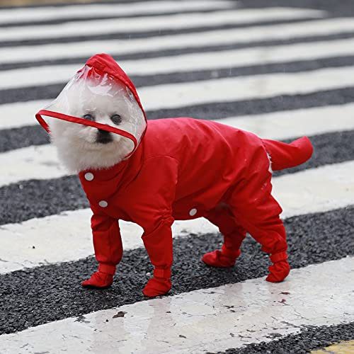 SARUEL Hunderegenmantel,wasserdichte Hundekleidung,Overalls Für Hunde,Kleidung Für Kleine Hunde,Große Hunde,Mantel,Kleidung,Heimtierbedarf,Rot,S 1,5–2,5 Kg