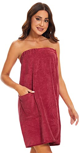 vislivin Bademantel Damen Frottee Saunakilt Saunatuch Frauen Sauna Kilt mit Druckknöpfen und Gummizug