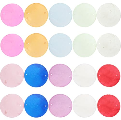 EXCEART 100stücke Runde Muschelstücke Diy Windspiel Anhänger Handgemachte Dekoration Für Schmuck Hängendes Zubehör Für Halsketten Ohrringe Und Schlüsselanhänger Bunte Muschelscheiben