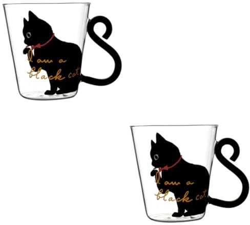 Ciieeo 2 Tazze in Da 250 Ml Con Design A Gatto Giapponese Resistenti Calore Per Tè Caffè E Vino