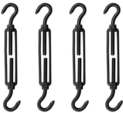Antrader M5 Spannschloss Haken und Haken, 4 Stück Edelstahl-Spannschlösser M8 Doppelhaken Spannschloss Heavy Duty Spannschlösser Kabel Spannschloss M5 Edelstahl Spannschloss Drahtspanner Schwarz