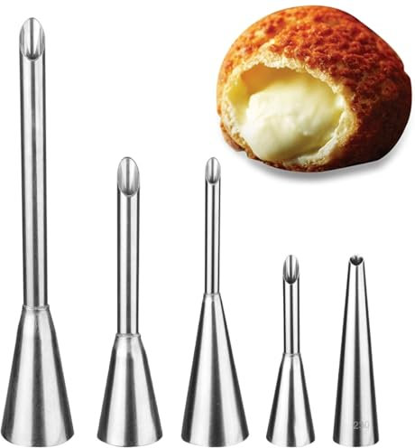 YOCDNOV 5 ugelli per farcire Pasticceria - Siringa da Forno per farcire, per farcire marmellate, Pasta sfoglia, Ciambelle, per bignè per Cupcake, per farcire marmellata con Panna (Diverse specifiche)