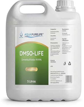 AGUAPURELIFE DMSO 99.9 Pure HDPE Kanister, hochwertiges Dimethylsulfoxid, ideal zum Mischen und Verdünnen, Format 5 Liter