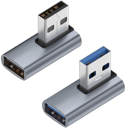 YUNKOZAND Adaptador USB 3.1 de 90 grados, ángulo recto A macho a hembra para PC, portátil, cargador y más dispositivos (izquierda y derecha)