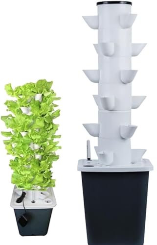 CHEMYO Hydroponic Growing System - Tower Garden, Pods Indoor Herb Garden Set with Timer, Hydration Pump and Mesh Pots - Grow Herbs, Fruits and Vegetables - Easy Setup