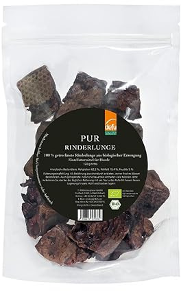defu Hundesnack | 1 x 120 g | PUR Bio Rinderlunge getrocknet | Natürlicher Premium Bio Kausnack für Hunde