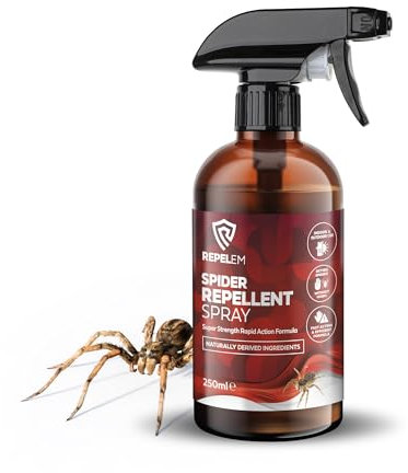 REPELEM Spider Repellent Spray - Natural Peppermint Oil Spray, Non-Toxic, Pet Safe for The Home, High Efficacy, Indoor & Outdoor Mint Scented Spider Deterrent - 250ml