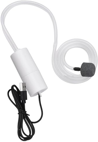 Garosa Mini-USB Sauerstoffpumpe für kleine und große Aquarien, Geräuschlose Kleine Luftpumpe mit Airline-Schlauch und 2 Luftsteinen für Heim und Zuhause
