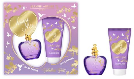 JEANNE ARTHES - Coffret Cadeau pour Femme - Amore Mio Forbidden Fruit - Eau de Parfum 100 ml + Lait pour le Corps 200 ml - Parfum Rose Patchouli - Fabriqué et conditionné en France à Grasse