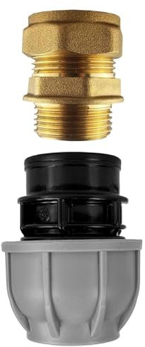 MDPE to Copper Compression Fitting - Durable Elbow, Tee, and Straight Connector for Water Pipes (15mm, 22mm, 28mm) Leak-Proof Design for Plumbing and Irrigation Systems (25mm Straight - 15mm Copper)