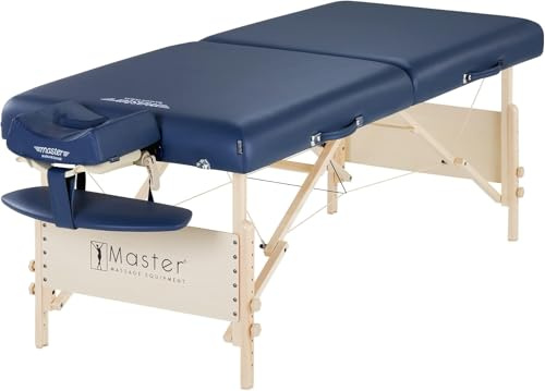 Master Massage Coronado Tragbarer Massageliege, 71 cm, höhenverstellbar, Tragkraft von 340 kg und 7,6 cm Dicker Schaumstoff, Massageliege, Tattoo-Bett, Wimperntisch, Königsblau