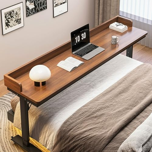 DSEWTEZXI Höhenverstellbar Schlafzimmer betttisch, modern laptoptisch mit Rollen, Standing Desk auf Rollen, Mobile computertisch auf Rollen, pflegebett beistelltisch, für Zuhause und das Büro.
