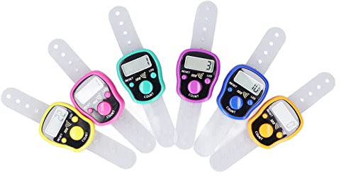ZJchao Clicker -Zähler, 6 PCs Elektronischer Fingerschalter Leicht Einstellbarer Ringklickschalter mit LED Light Hand Counter Clicker Stichstech für Stricken Häkeln