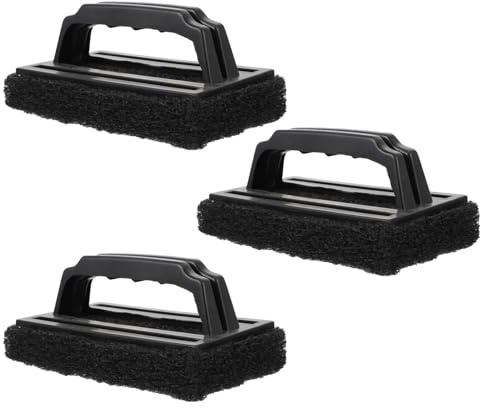 Brosse de Nettoyage pour Barbecue Lot de 3 en PP et Éponge | Poignée Tenue Main, Retire Vite les Résidus Brûlés, Facile à Transporter, Noir