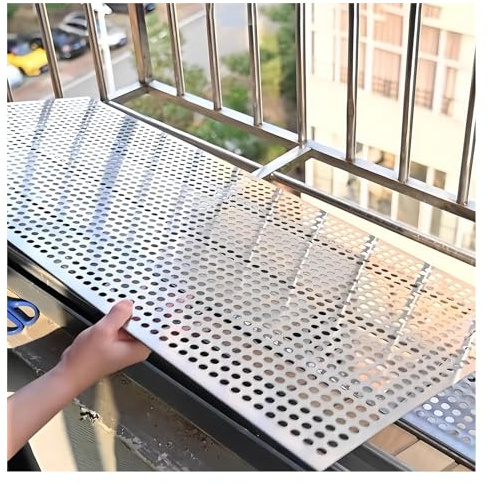 Metal Mesh Sheet Screen,304 Stainless Steel Round Hole Panels,Expanded Metal Mesh Sheet Plate,Perforated Metal Sheets for Balcony Railing Patio Decoration Protection(50x280cm)