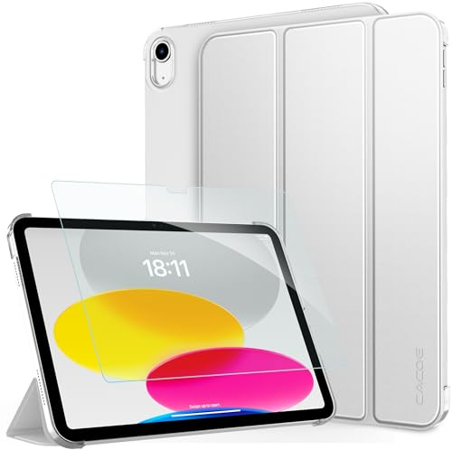 CACOE Cover Compatibile con iPad A16 11a / 10a Generazione 11 Pollici | Custodia con Vetro Temperato Ultra Sottile per iPad 11 Generazione 11 Pollici / 10 Generazione 10,9 Pollici, Argento