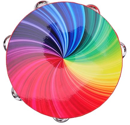 HANABASS Pandereta de Mano con Doble Serie para Adultos de 8 Pulgadas Ligera y Fácil de Tocar, Adecuada para Acompañamiento de Banda y Baile