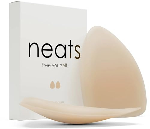 NEATS Triangle Nipple Covers for Women, Reusable Adhesive Silicone Pasties, Invisible No-Show Breast Cover for Deep Necklines