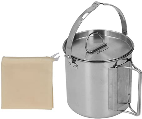 Fyearfly 1.2L Stainless Steel Camping Kettle, Portable Teapot Coffee Pot for Outdoor Hiking, Camping, Picnic