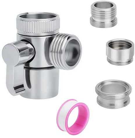 VOSSOT adaptateur robinet 3 voies, adaptateur de robinet en métal avec filetage femelle M22, filetage mâle M24 et raccord de tuyau G1/2, wc 3 voies, la salle de bain, la douche et l'évier