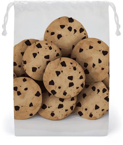 HEBVNJF Drawstring Storage Bag Travel Shoe Bag Food Chocolate Chip Biscuits Sports Cinch Sack for Gym Beach Camp