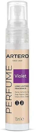Artero perfume para perros y gatos 15 ml. Perfume en spray para mascotas. Con un efecto prolongado en el tiempo que acompaña a nuestro perro durante días (VIOLET)