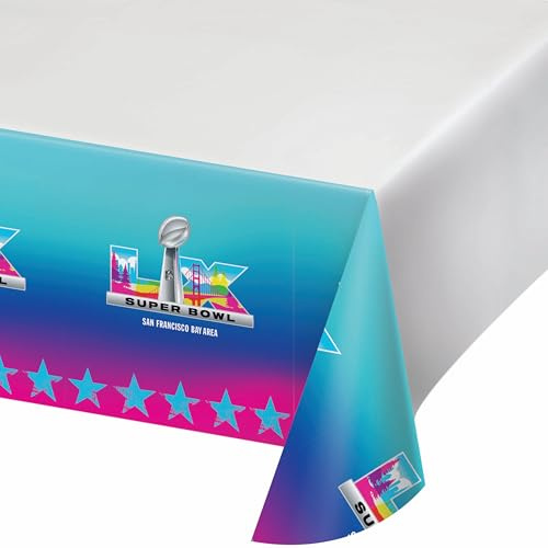 Trendware NFL Super Bowl LX 2026 Football Plastic Tablecloth, 3 ct.