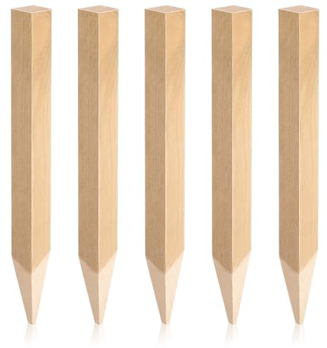 Tofficu Lot de 5 Piquets en Bois Naturel Résistants pour Jardin, Clôture de Parterre de Fleurs et Mesure, Bordure de Jardin Multifonction pour Décoration et Entretien Extérieur