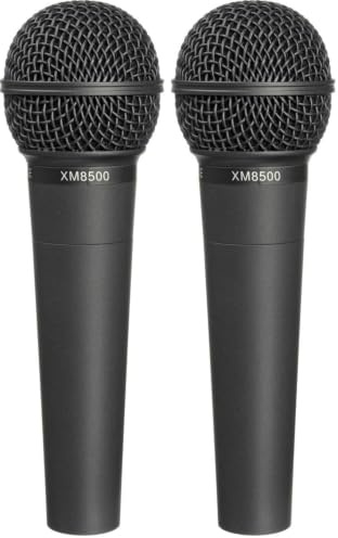 Behringer XM8500 Micrófono Vocal cardioide dinámico, Salida XLR, para Aplicaciones de grabación de Sonido en Vivo y Nivel de micrófono (Paquete de 2)