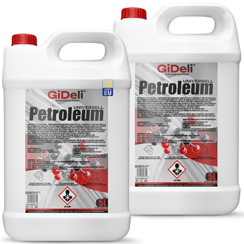 GiDeli Petroleum 2x 5L Klar - Hochreiner Brennstoff für Petroleumlampen, Öllampen, Laternen, Fackeln & Camping - Lampenöl gerucharm - Made in EU