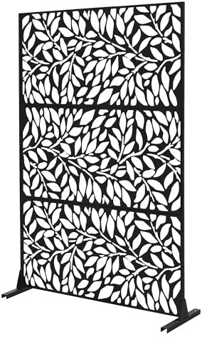 ML-Design Metall Siktvägg Firenze 120x180 cm av Stål 3 Paneler Fristående Rumsavdelare Expanderbar Paravent Dekorativ Vädertålig Multifunktionell Sektion Stilren Trädgård Balkong Terrass Uteplats