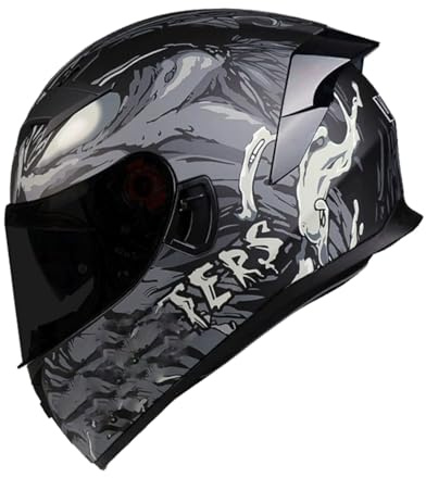 Caschi Integrale Retrò Omologato DOTECE Elmetto Cross E Off-Road Casco Moto Integrali Caschi Integrato Robusto E Durevole Con Doppia Visiera Per Adulti Uomini Donne O,M:57-58CM