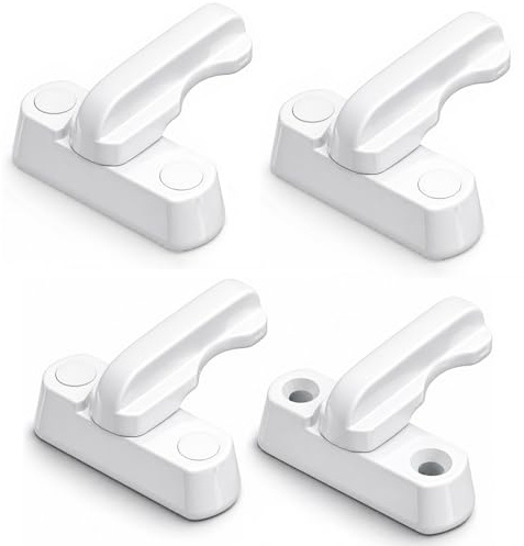QZKJQDD 4 PCS Window Locks for UPVC Windows, Extra Security Window, Anti-Intruder Jammer Locks, Sash Window Security Locks, for Home Door Security and Letterbox Lock Safety Solutions