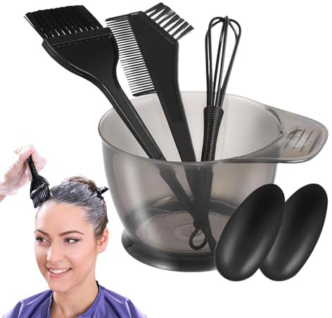 Kit de tinte para el cabello: juego de cuencos y brochas para mezclar | tinte ṕara el cabello, kit profesional ďe 5 piezas p̀ara teñir él çabello, cepillos aplicadores đe color, cubierta p̃ara los