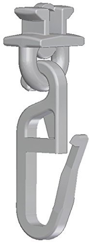 GARDINEUM 34 x 14 mm rechteckige Gardinenstange Innenlauf Vorhangstange mit Wandträger WA 8 cm alu-silber modern (Gleiter zum eindrehen, weiß)