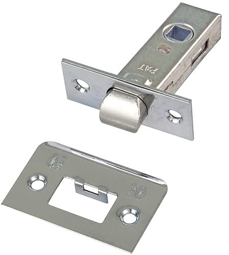 Amig - Picaporte Puerta Interior - Medida 45 mm - Para Puertas de Madera - Frente y Soporte en Canto Cuadrado - Para Manillas con Cuadradillo de 8 mm - Acero Plateado