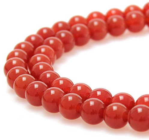 jartc 2-20mm Smooth Round Polish Onyx Red Agate Natural Stone Spacer Loose for DIY Necklace Bracelat Jewelry Making Strand 15 (8mm)