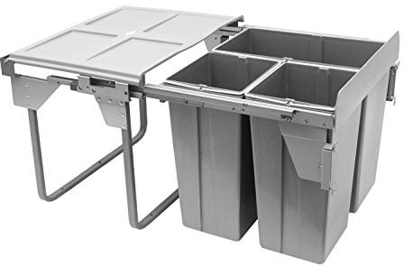 REJS RECYCLE BIN PULL OUT KITCHEN WASTE BIN W:600mm-1x34L+2x17L(JC609M-3) w/front mounting