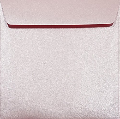 Netuno 25 Kuverts Perlmutt-Rosa quadratisch 15,6x15,6 cm glänzend und edel | 120g Majestic Petal · elegante festliche rosafarbene Kuverts für Hochzeit, Taufe, Geburt, Babyparty