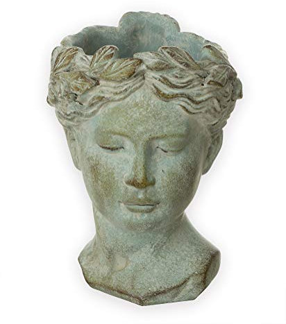 Exner Buste aspect vieilli env. 22 x 16 cm - Pot de fleurs - Gris mat - Pour plantes et fleurs - Décoration antique - Céramique robuste - Pot de fleurs vintage décoratif