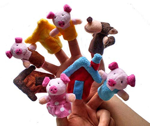Ogquaton Marionnette à doigt animal de qualité supérieure 8pcs, 3 petits jouets en peluche de marionnette à doigt histoire de cochon