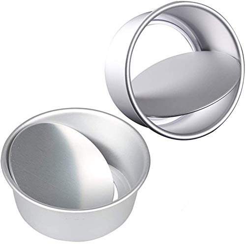KENIY 2 Pack 8-Inch Non-Stick Deep Aluminum Round Cake Pan with Removable Bottom for Wedding/Birthday/Christmas Cake Baking Round Cake Tin Set with Loose Base (8 inch)