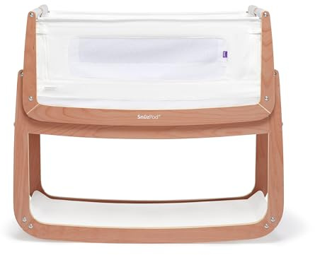 Snuz Beistellbett Baby - SnuzPod Babybett mit Atmungsaktiver Matratze. Vielseitig und tragbar, dank herunterziehbare, netzbezogenen Seitenwänden und leichtgewichtig abnehmbaren Stubenwagen, Natural