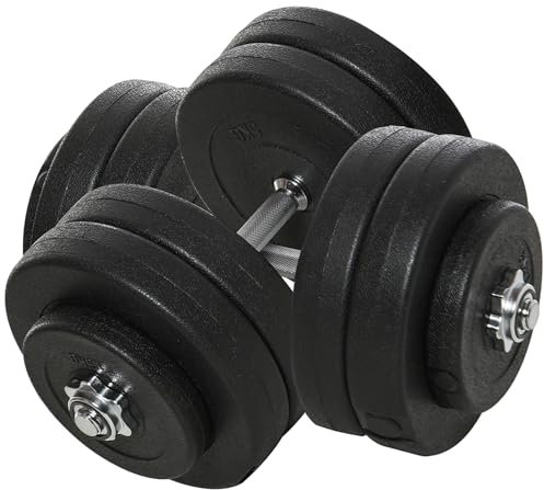 HOMCOM Set Manubri Palestra 50kg (8x5kg, 4x1.5kg), Pesi Palestra con 12 Dischi da 1.5kg, 5kg, Փ25mm, per Allenamento a Casa